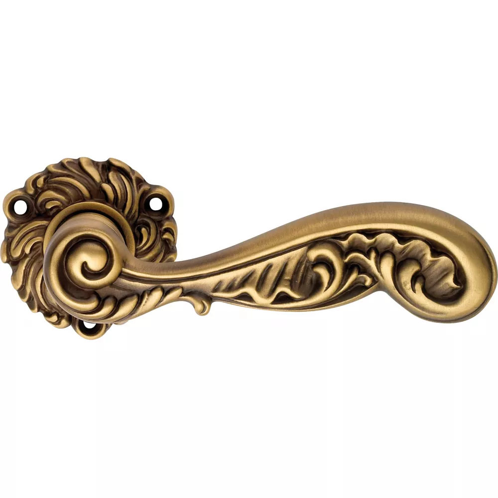 Klamka do drzwi Rococo - szyld okragly - wykonczenie brazowione matowe jasne